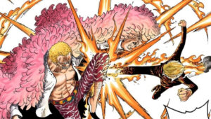 サンジがドフラミンゴからナミたちを助けに来るのは何話？強さの差はどれくらい？